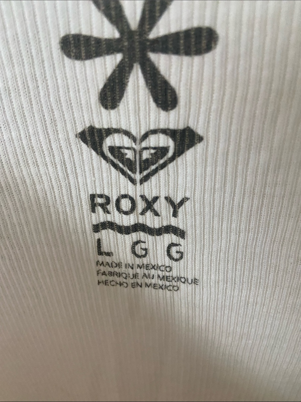 Roxy White Long Sleeve Tee with Colorful Swirl Graphic Size Large - Picture 4 of 4